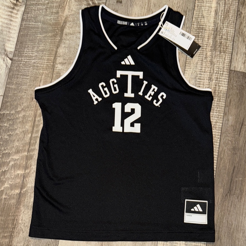 Nwt-Adidas Black And White Aggies Jersey -Size M